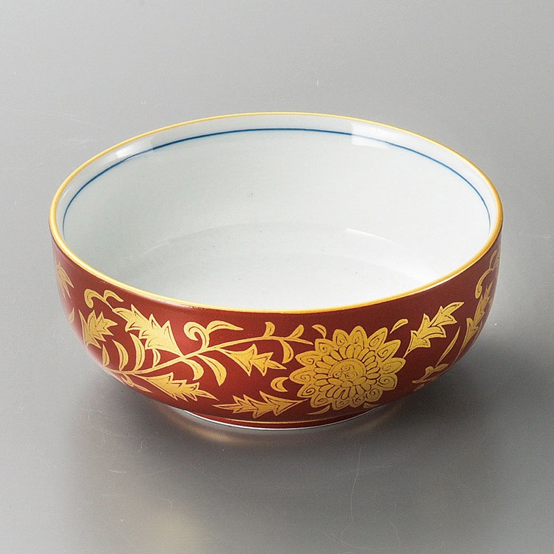 山万 07904-290 朱巻金唐草向付  1個（ご注文単位1個）【直送品】