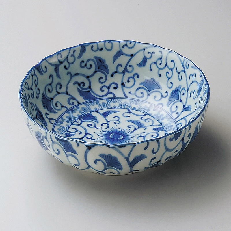 山万 08111-190 藍彩菊型4.5鉢  1個（ご注文単位1個）【直送品】