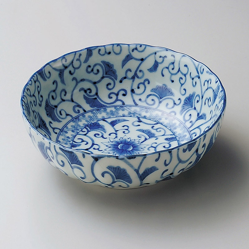 山万 08112-190 藍彩菊型3.5鉢  1個（ご注文単位1個）【直送品】