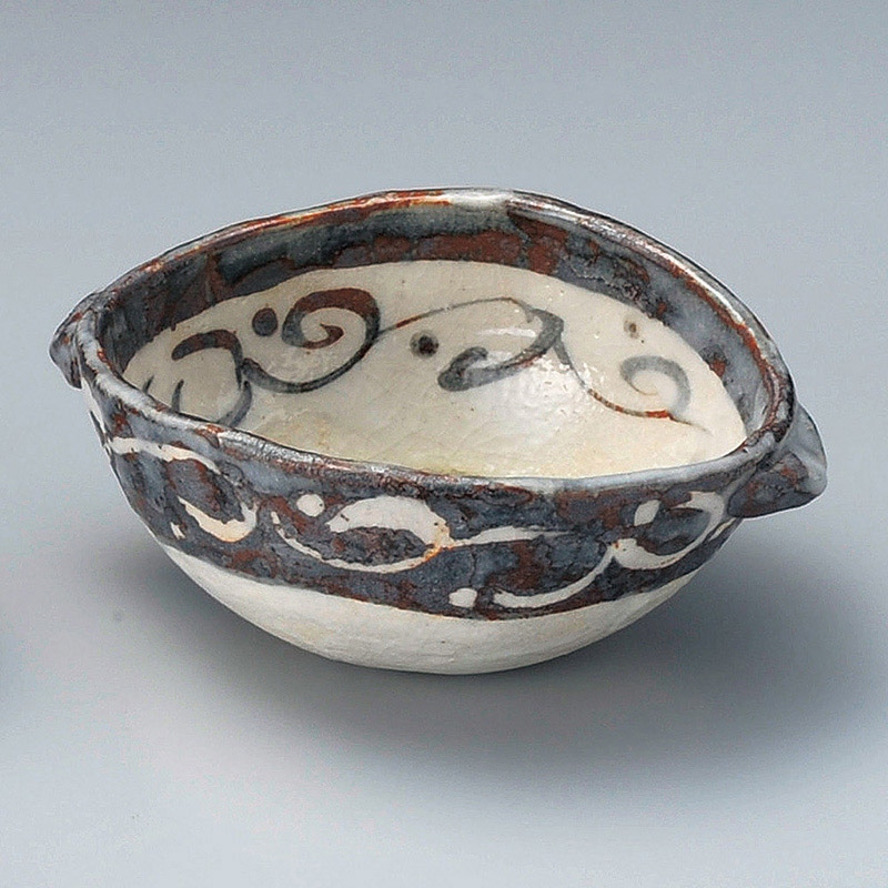 山万 08201-510 織部唐草耳付鉢  1個（ご注文単位1個）【直送品】