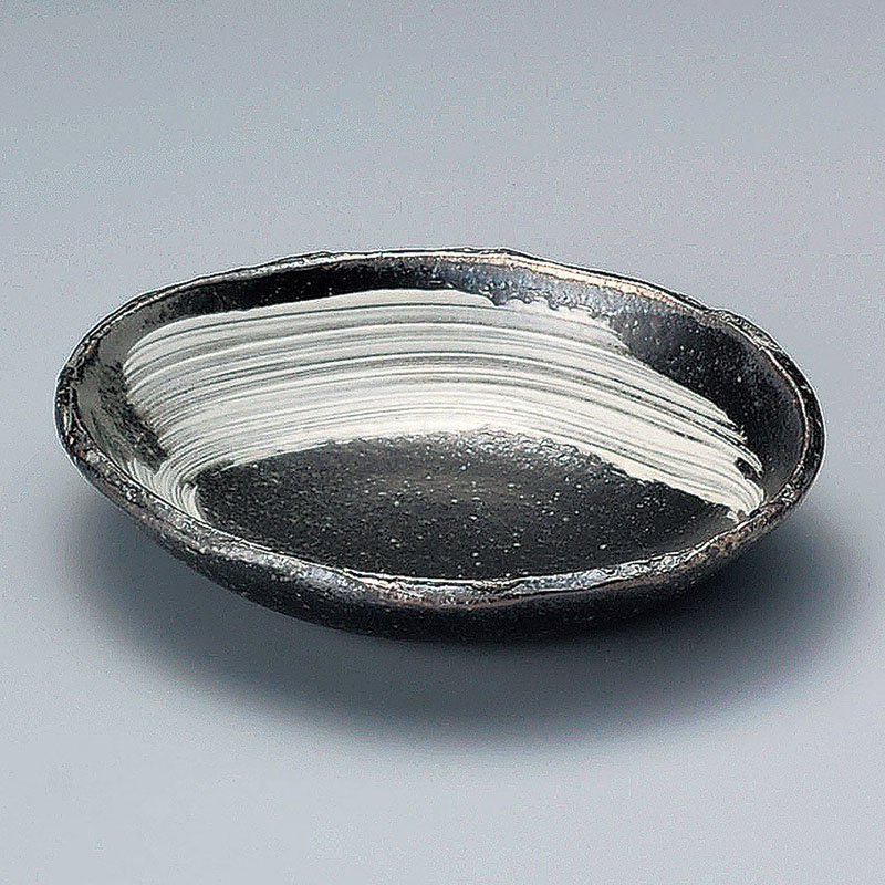 山万 08211-660 刷毛目5.5楕円皿(信楽焼)  1個（ご注文単位1個）【直送品】