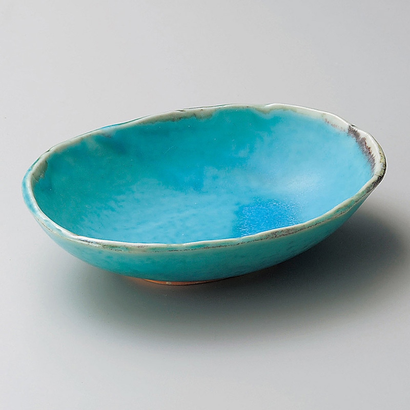 山万 08227-230 トルコブルー楕円小鉢  1個（ご注文単位1個）【直送品】