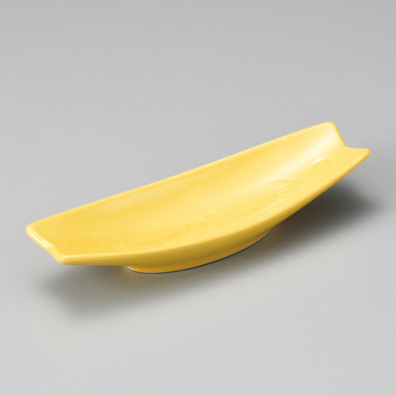 山万 08224-470 黄巻彫唐草舟小鉢  1個（ご注文単位1個）【直送品】