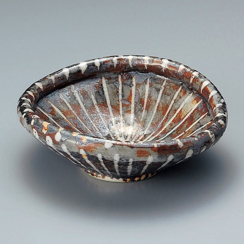 山万 08206-140 ねずみ志野玉渕小鉢 1個(ご注文単位1個)【直送品】