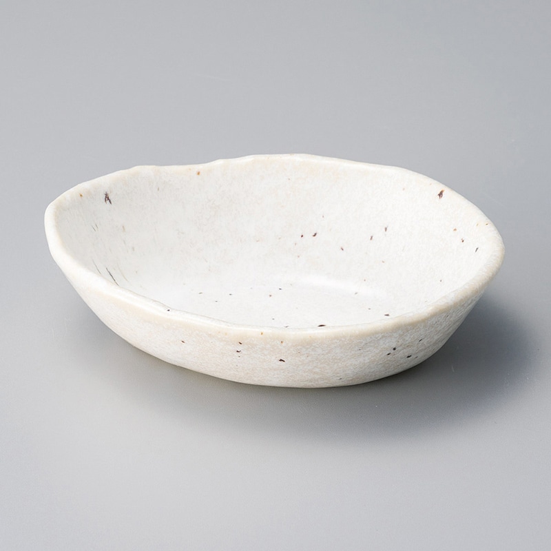 山万 08321-570 白うのふ石目楕円鉢  1個（ご注文単位1個）【直送品】