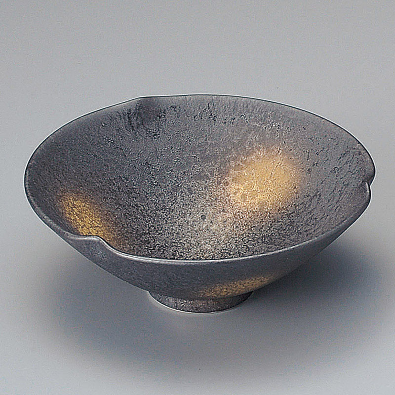山万 08401-730 黒ゆず結晶金彩三方なぶり小鉢  1個（ご注文単位1個）【直送品】