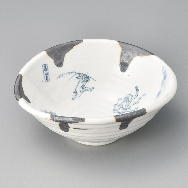 山万 08303-170 白志野サビ流し鳥獣戯画たわみ小 1個（ご注文単位1個）【直送品】