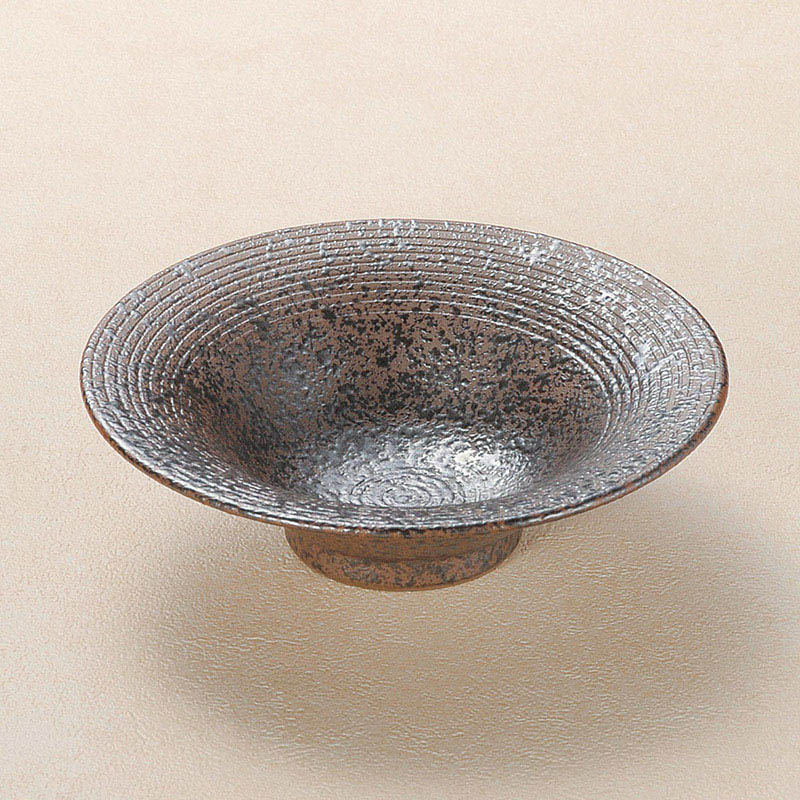 山万 08307-550 黒釉花反刺身鉢  1個（ご注文単位1個）【直送品】