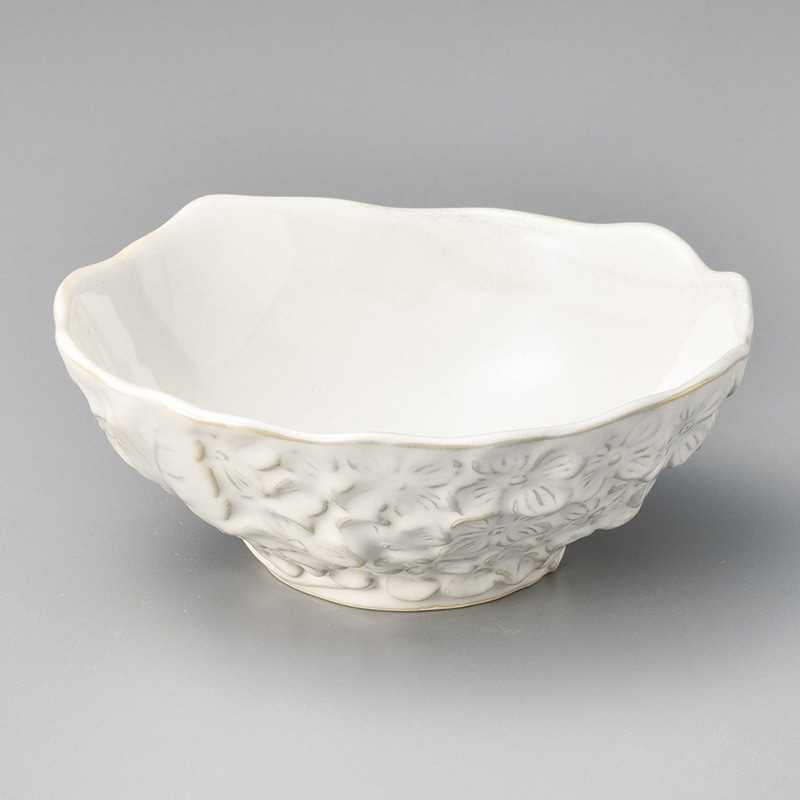 山万 08505-450 ホワイト花 平小鉢 1個（ご注文単位1個）【直送品】