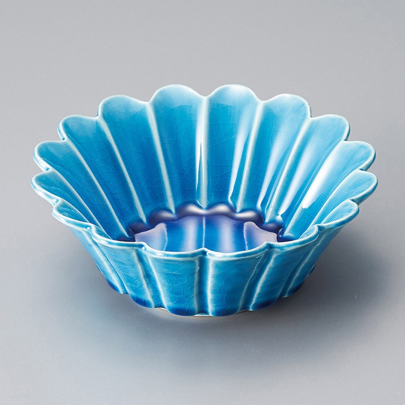 山万 08621-140 トルコ釉花型4.5小鉢  1個（ご注文単位1個）【直送品】