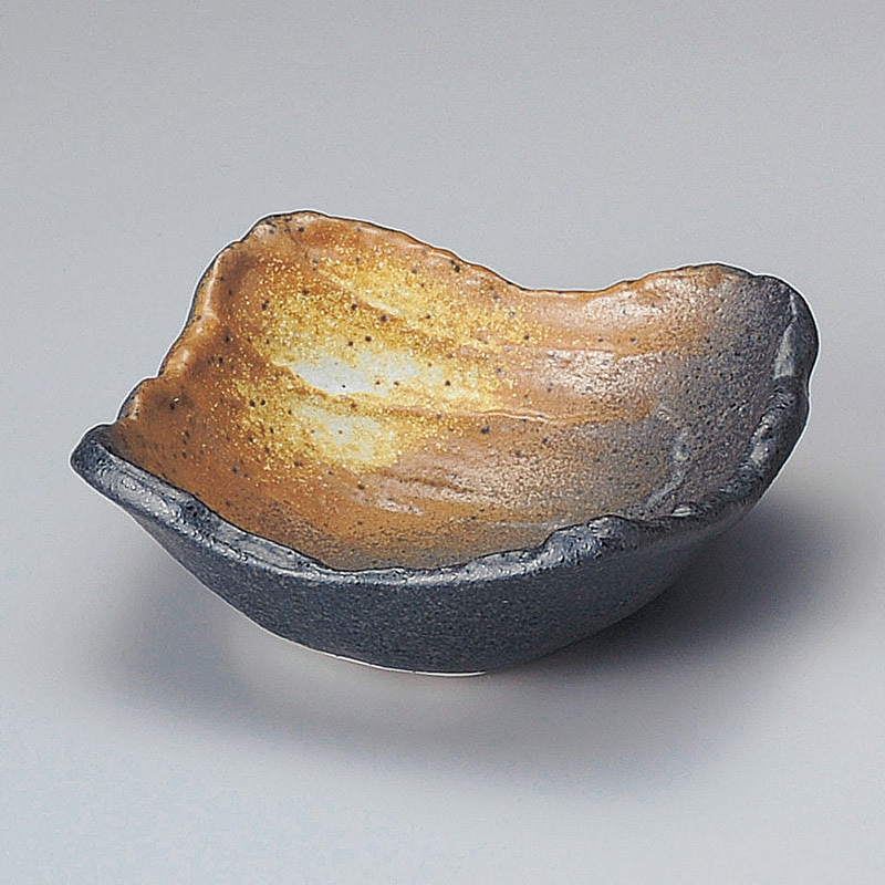 山万 08703-290 黒備前吹き荒ソギ14cm小鉢  1個（ご注文単位1個）【直送品】