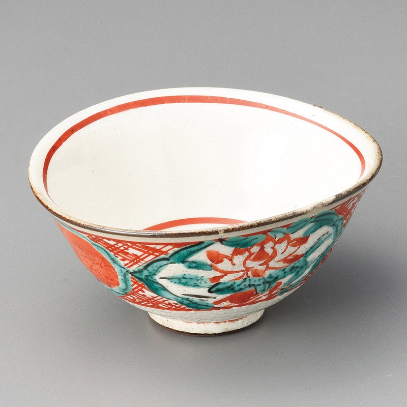 山万 08605-510 赤彩丸紋たわみ小鉢  1個（ご注文単位1個）【直送品】