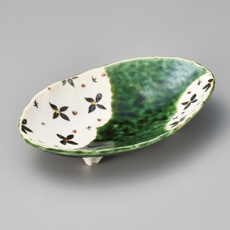 山万 08301-570 織部花紋16.5足付鉢  1個（ご注文単位1個）【直送品】