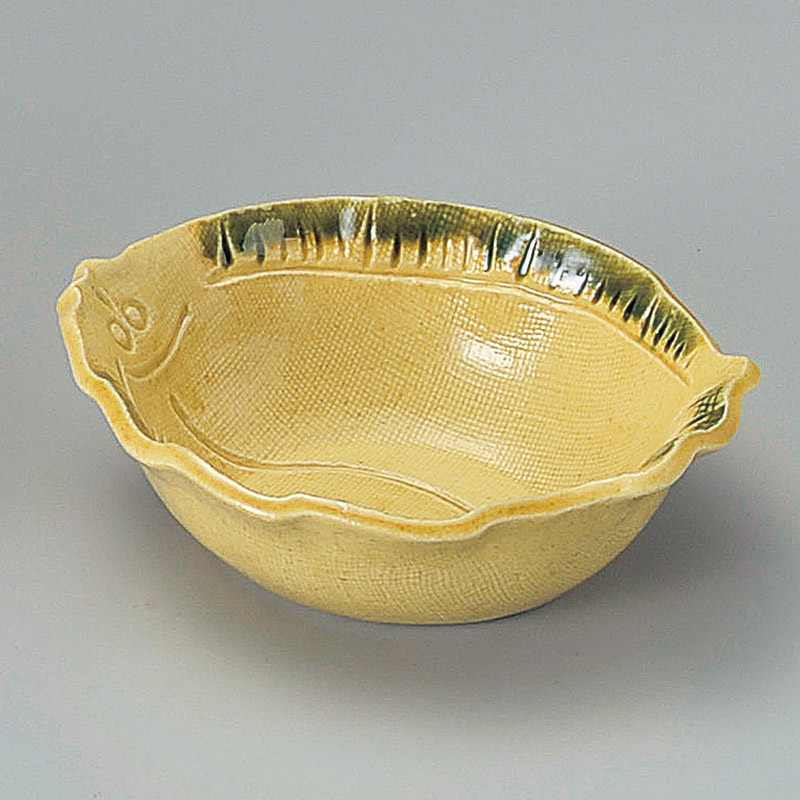 山万 08819-550 黄瀬戸ひらめ小鉢  1個（ご注文単位1個）【直送品】