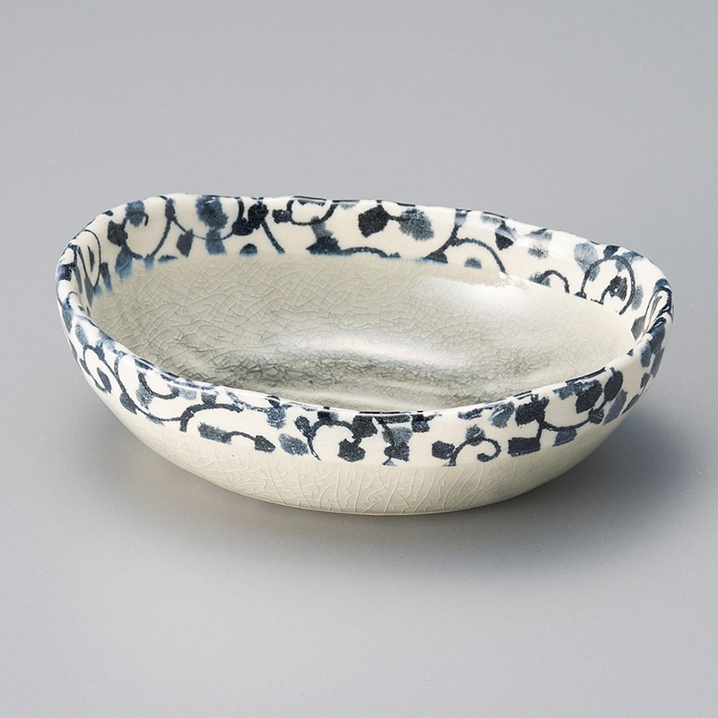 山万 08808-510 唐草グレー楕円小鉢  1個（ご注文単位1個）【直送品】