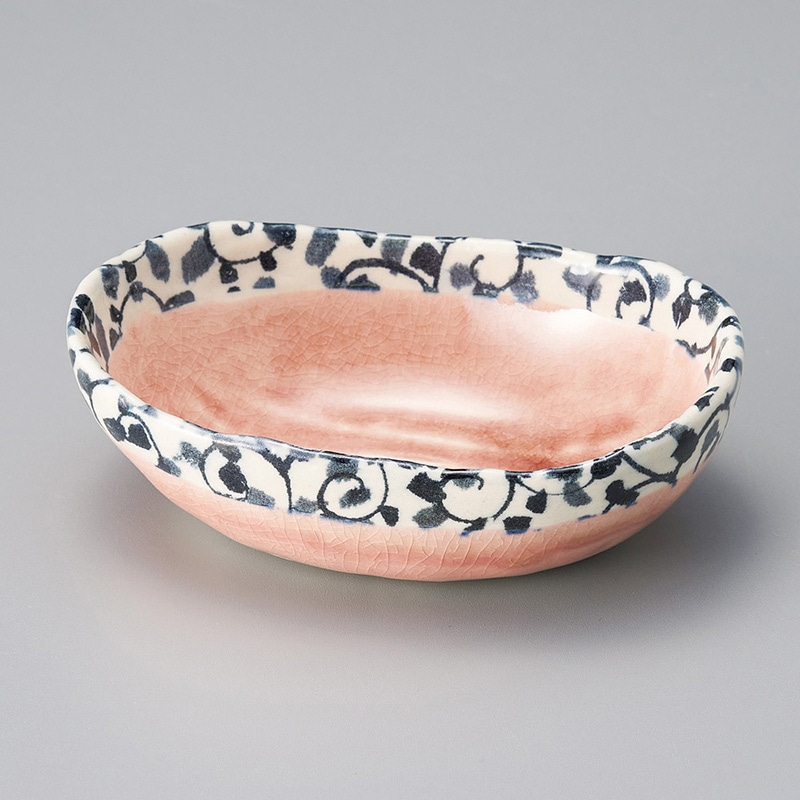 山万 08809-510 唐草ピンク楕円小鉢  1個（ご注文単位1個）【直送品】