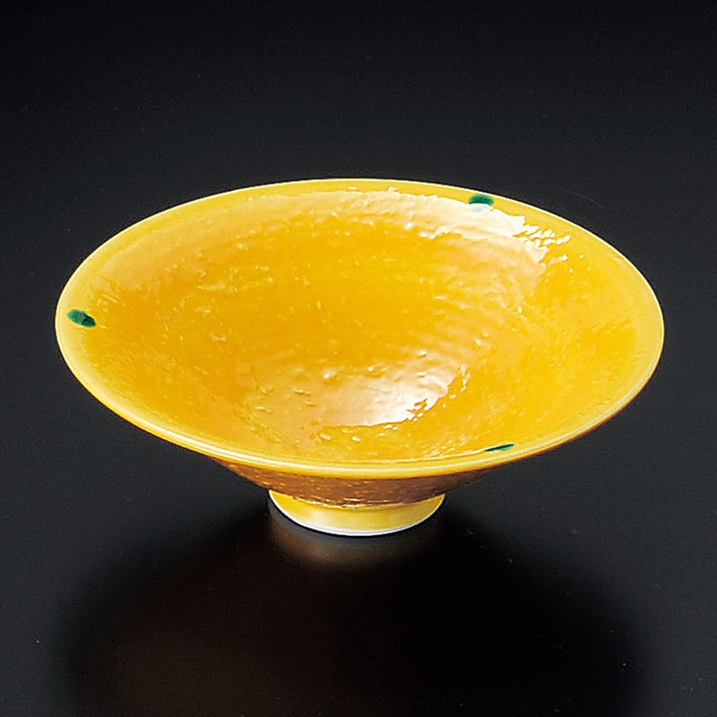 山万 08607-200 黄交趾反平鉢  1個（ご注文単位1個）【直送品】