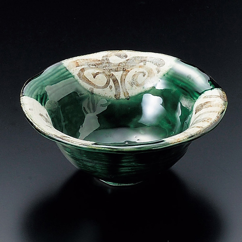 山万 08904-100 織部山里ストライプ3.6寸鉢  1個（ご注文単位1個）【直送品】