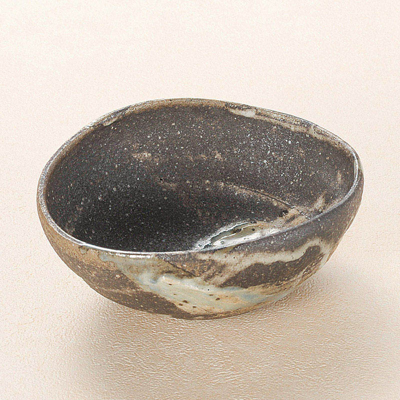 山万 09012-660 窯変刷毛目流し楕円小鉢(信楽焼 1個(ご注文単位1個)【直送品】