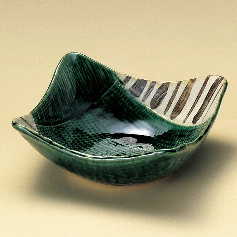 山万 09115-100 織部十草角小鉢 1個(ご注文単位1個)【直送品】