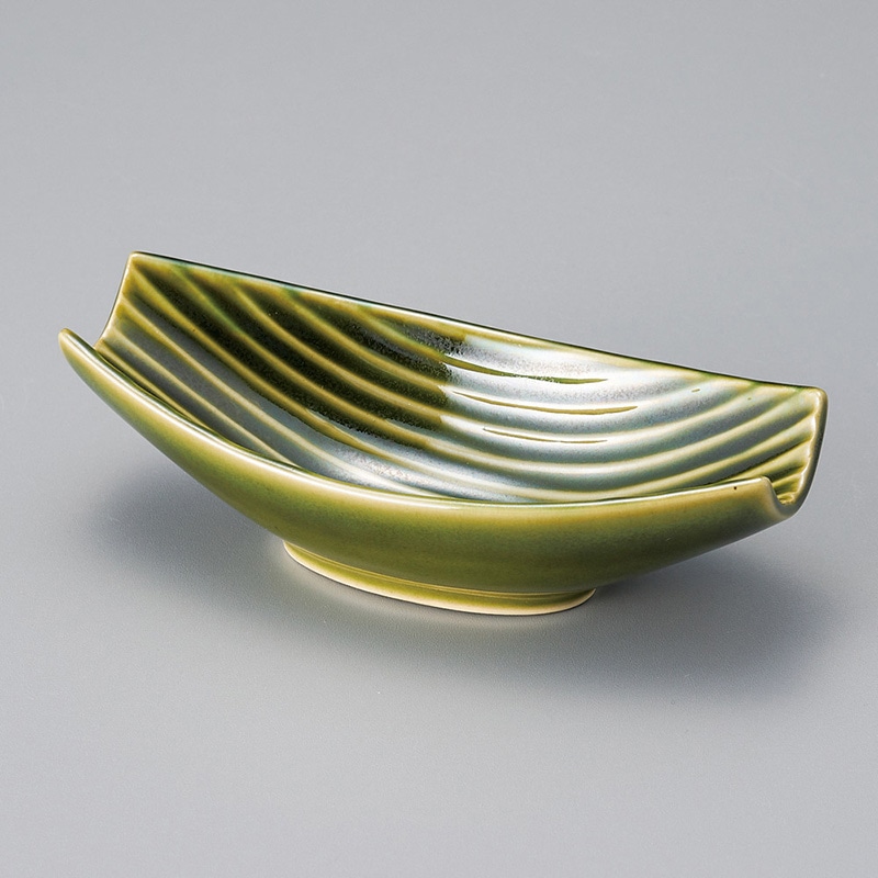 山万 08910-570 織部笹型小鉢  1個（ご注文単位1個）【直送品】