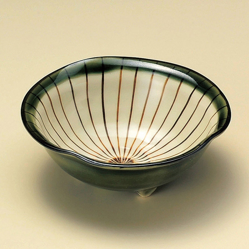 山万 09524-570 織部内筋三ツ足小鉢  1個（ご注文単位1個）【直送品】