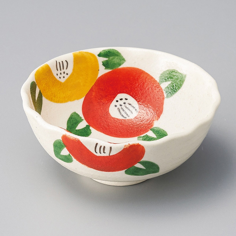 山万 10321-570 赤絵椿 菊型小鉢 1個(ご注文単位1個)【直送品】