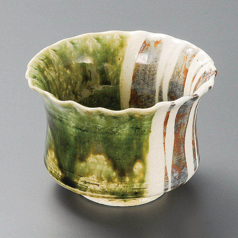 山万 10221-140 織部十草輪花小鉢 1個(ご注文単位1個)【直送品】