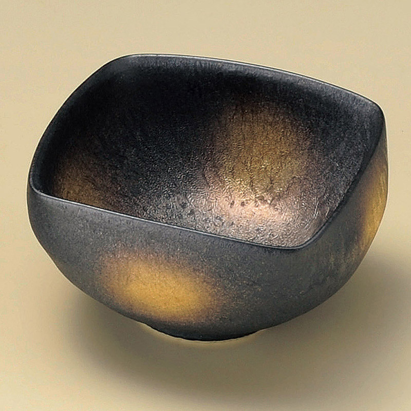 山万 09808-730 黒ゆず結晶金彩四方なぶり小鉢 1個(ご注文単位1個)【直送品】