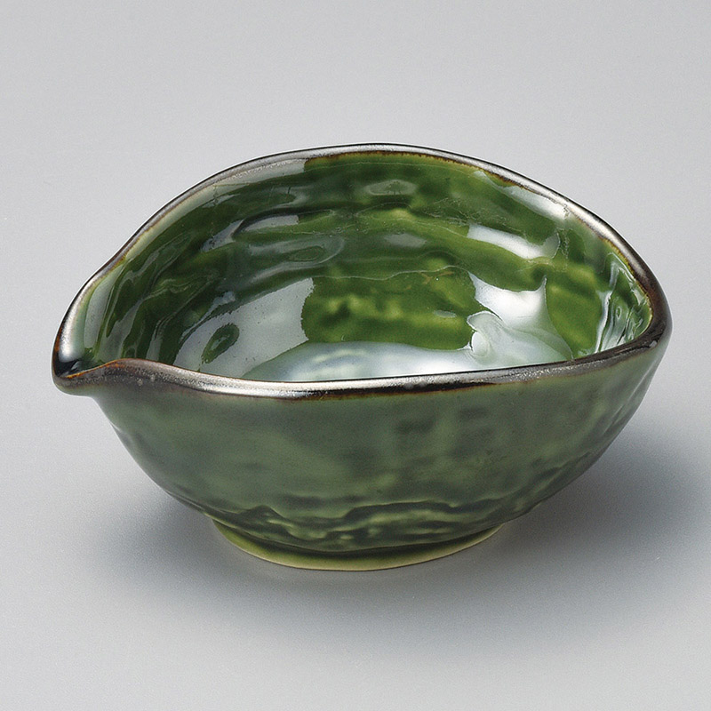 山万 10018-130 織部たわみ型片口小付  1個（ご注文単位1個）【直送品】