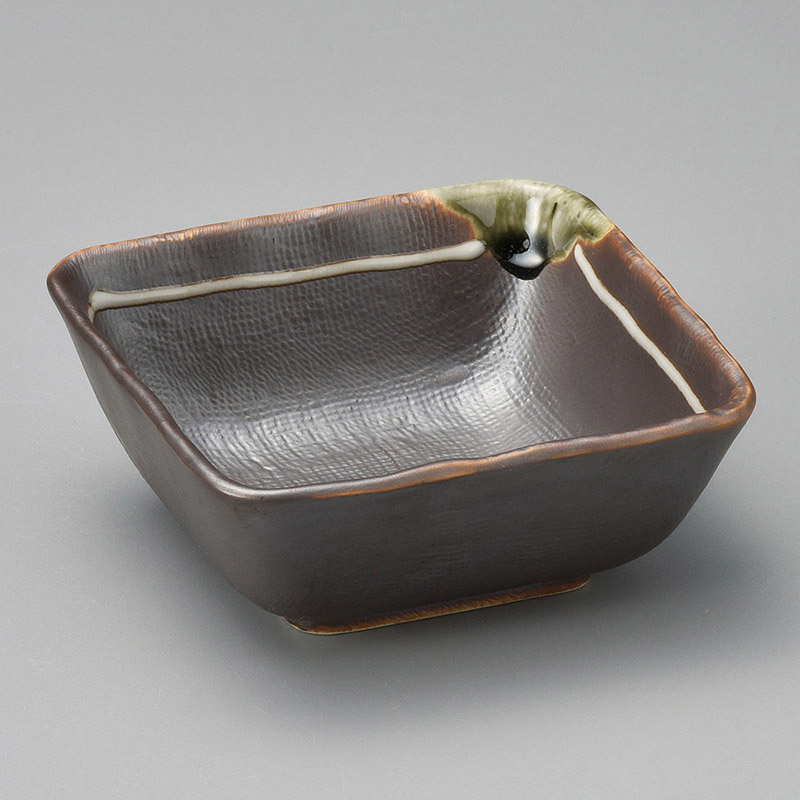 山万 10411-510 鉄釉白ライン36角小鉢  1個（ご注文単位1個）【直送品】