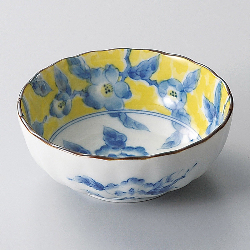 山万 10127-190 黄彩花紋3.5鉢  1個（ご注文単位1個）【直送品】