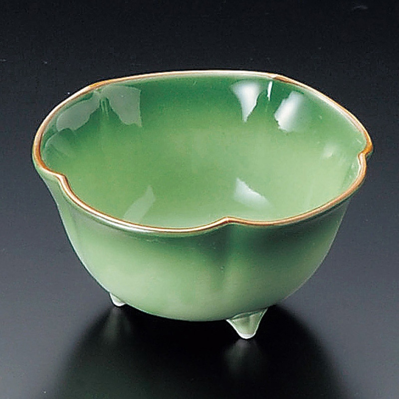 山万 10307-550 緑彩三ッ足小鉢  1個（ご注文単位1個）【直送品】