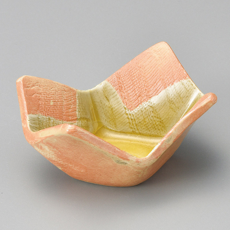 山万 10612-250 黄灰釉ダイヤ型小鉢  1個（ご注文単位1個）【直送品】