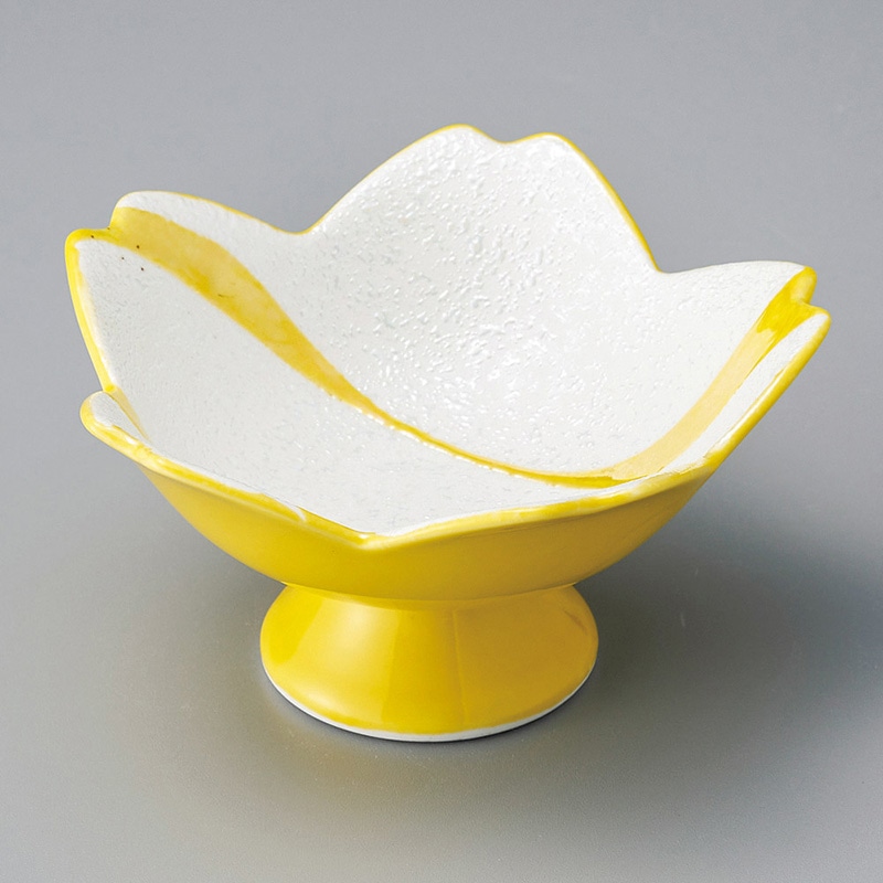 山万 10818-730 流水ラスター桜型高台鉢 黄 1個(ご注文単位1個)【直送品】