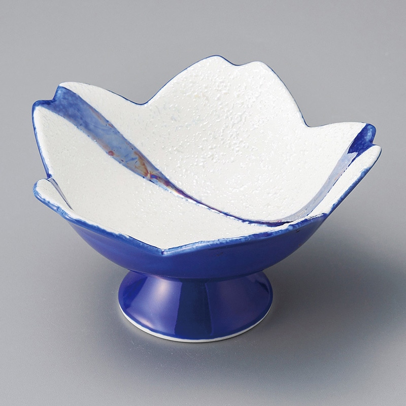 山万 10817-730 流水ラスター桜型高台鉢 ルリ 1個(ご注文単位1個)【直送品】