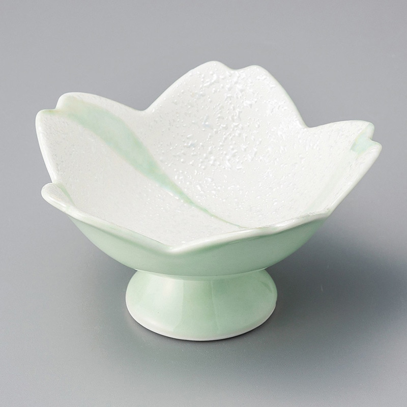 山万 10820-730 流水ラスター桜型高台鉢 緑 1個(ご注文単位1個)【直送品】