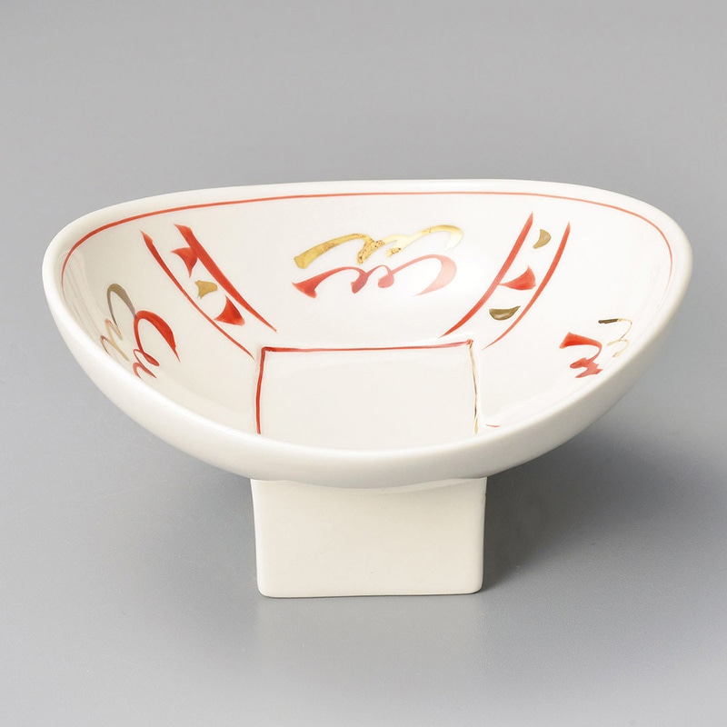 山万 10903-470 朱金赤絵楕円高台小鉢 1個(ご注文単位1個)【直送品】