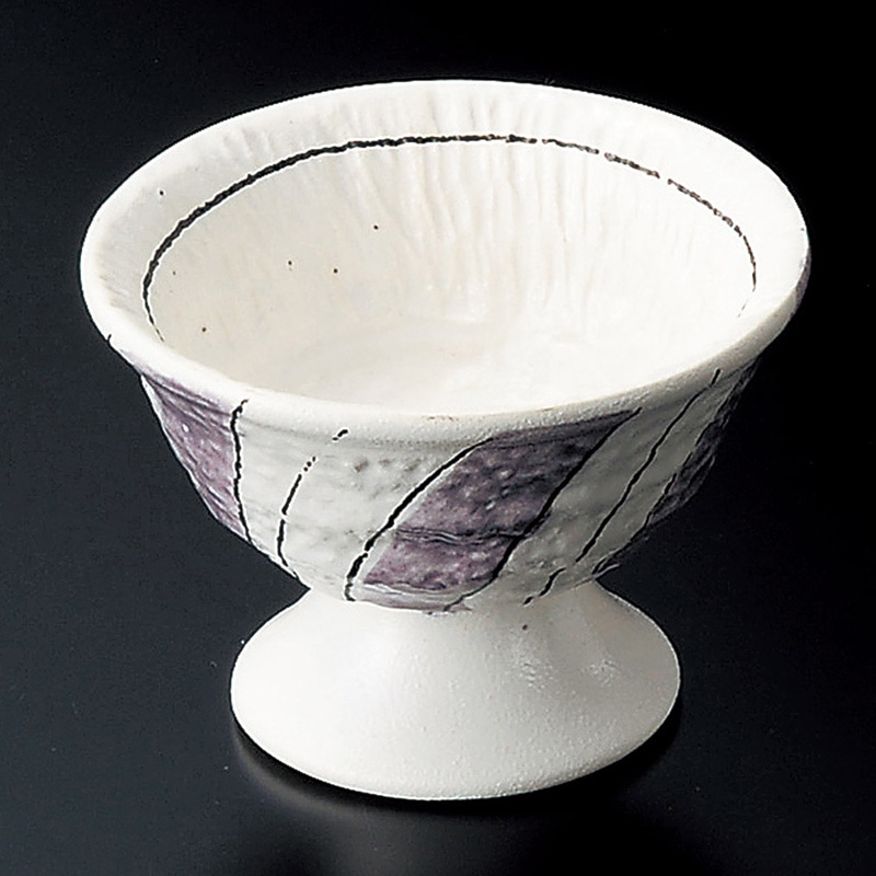 山万 10931-250 紫ストライプ高台小鉢  1個（ご注文単位1個）【直送品】