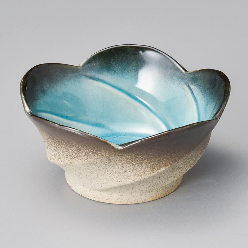 山万 11136-100 藍染スカイ梅型4寸小鉢  1個（ご注文単位1個）【直送品】