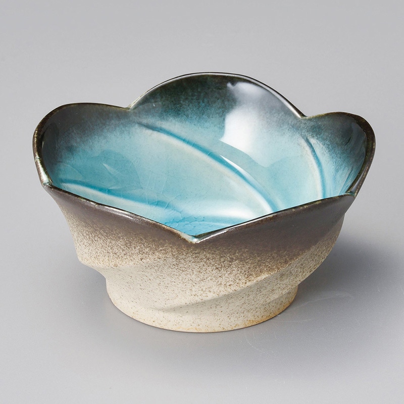 山万 11137-100 藍染スカイ梅型3寸小鉢  1個（ご注文単位1個）【直送品】