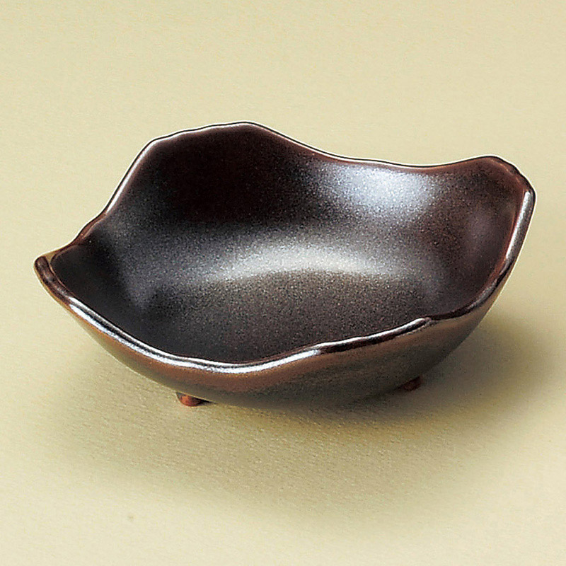 山万 11141-550 鉄砂釉3.3角鉢  1個（ご注文単位1個）【直送品】