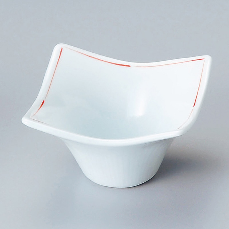 山万 11302-580 赤ライン四方小鉢(小)  1個（ご注文単位1個）【直送品】
