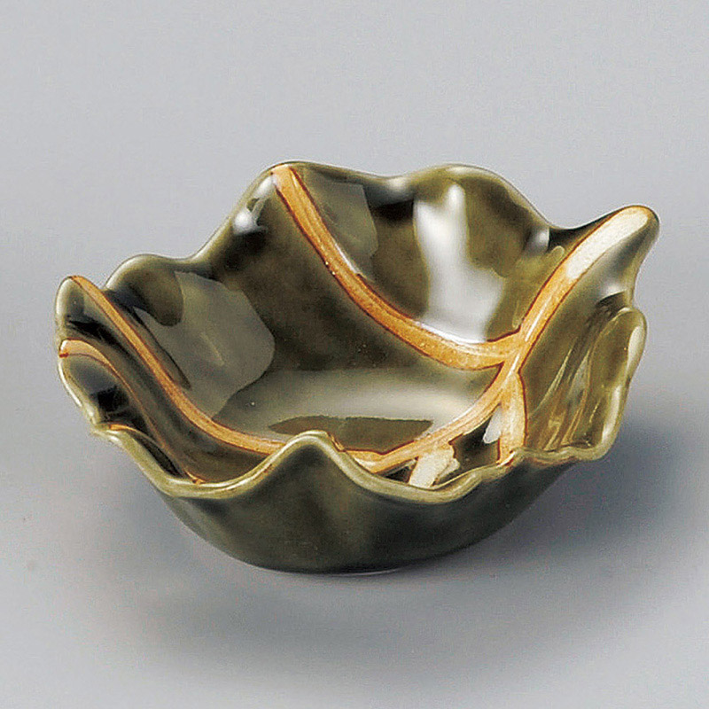 山万 11509-430 織部葉型小付  1個（ご注文単位1個）【直送品】