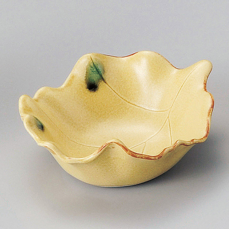 山万 11607-430 黄瀬戸葉型小付  1個（ご注文単位1個）【直送品】