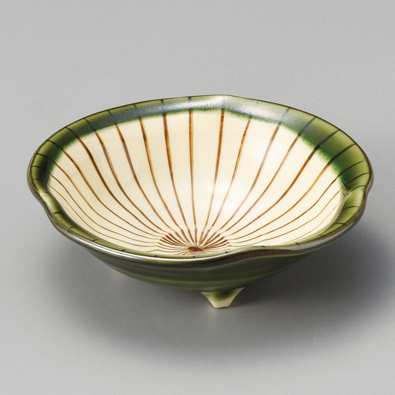 山万 11518-570 織部内筋足付3.3鉢  1個（ご注文単位1個）【直送品】