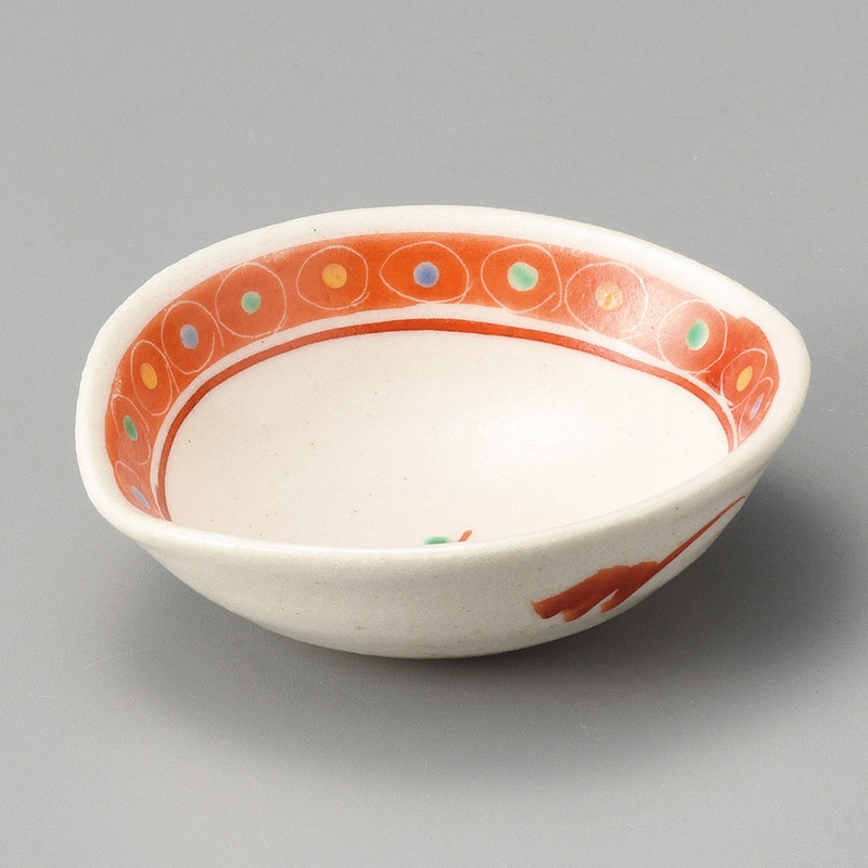 山万 11615-570 赤絵楕円小付 丸繋ぎ 1個（ご注文単位1個）【直送品】