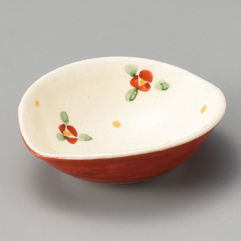 山万 11614-570 赤絵楕円小付 小花 1個（ご注文単位1個）【直送品】