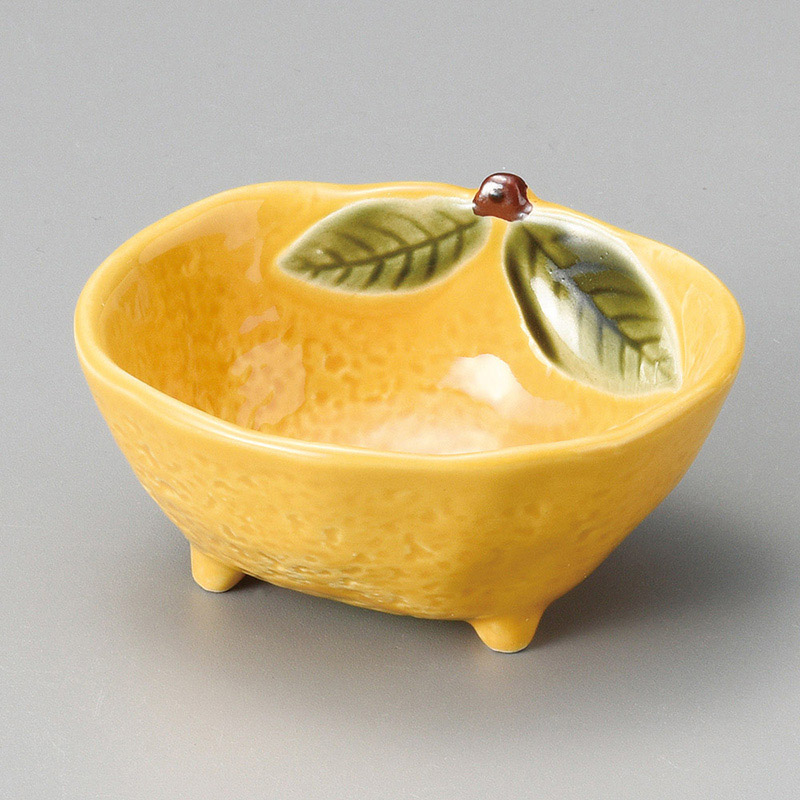 山万 12502-450 黄柚子三ッ足小付  1個（ご注文単位1個）【直送品】