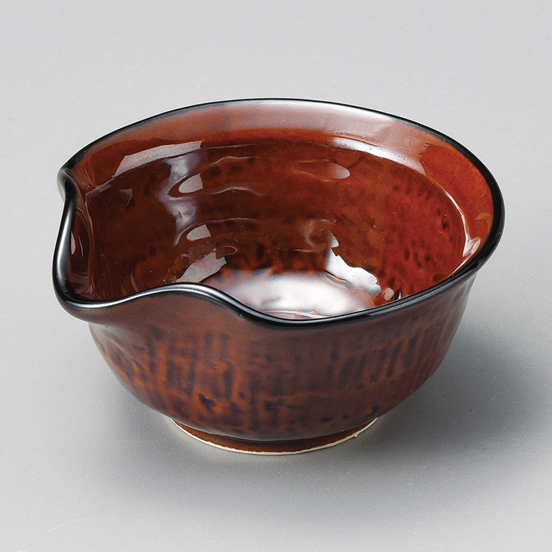 山万 12403-130 アメ釉丸片口小付  1個（ご注文単位1個）【直送品】